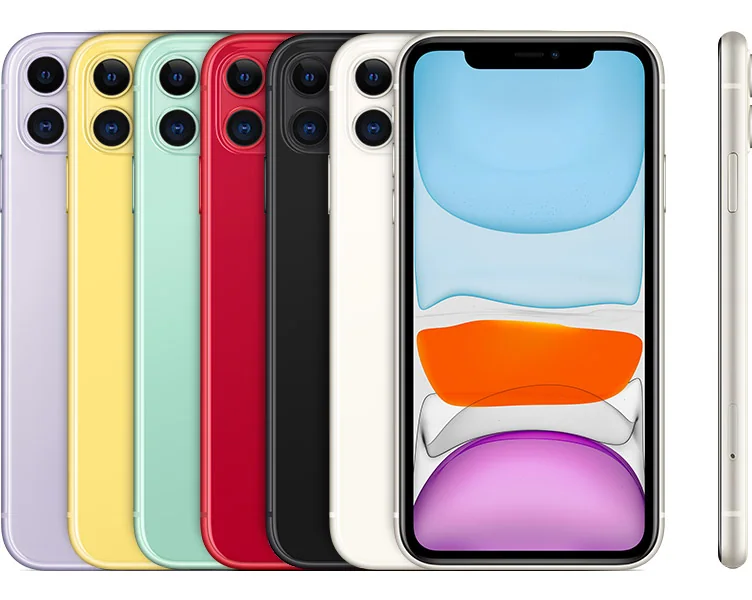 iPhone 11 — Purple, green, yellow, black, white, (PRODUCT)RED