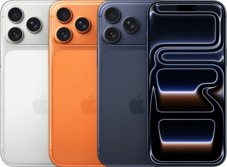 iPhone 17 Pro Max — Silver, Cosmic Orange, Deep Blue