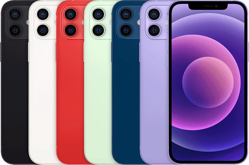 iPhone 12 — Black, white, (PRODUCT)RED, green, blue, purple