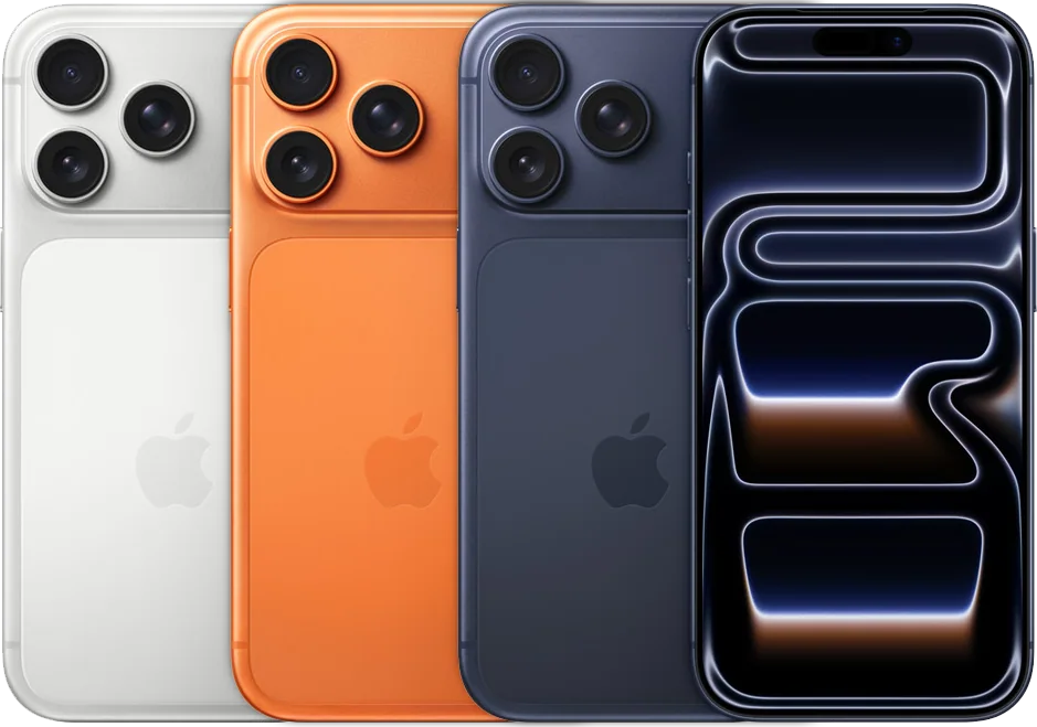 iPhone 17 Pro — Silver, Cosmic Orange, Deep Blue